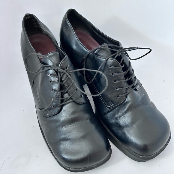 PREDICTIONS 90s Y2K Chunky Platform Heel Oxfords Size 8 Black Vegan Leather - Picture 5 of 11